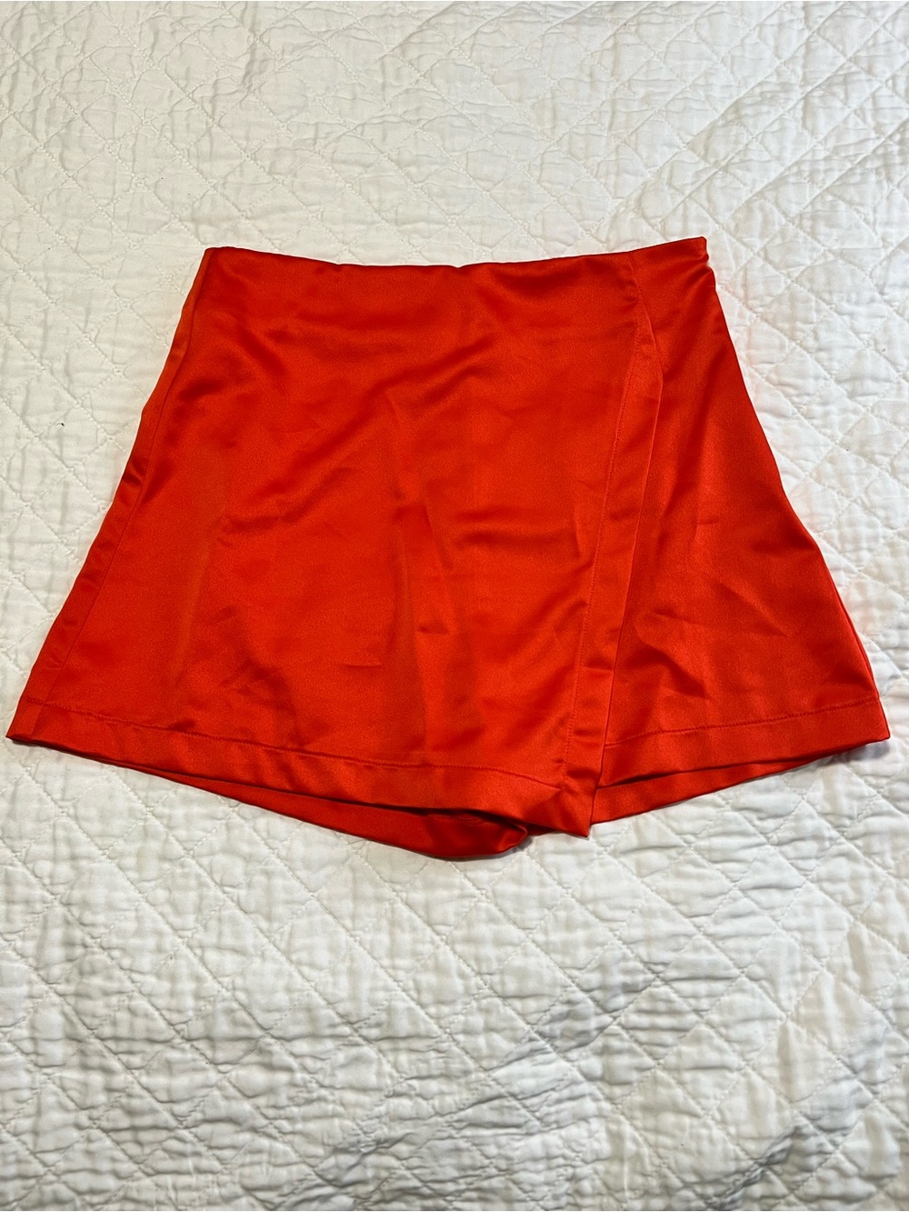 Flying Tomato Red Satin Wrap Skort Side Tie Zipper Size Small